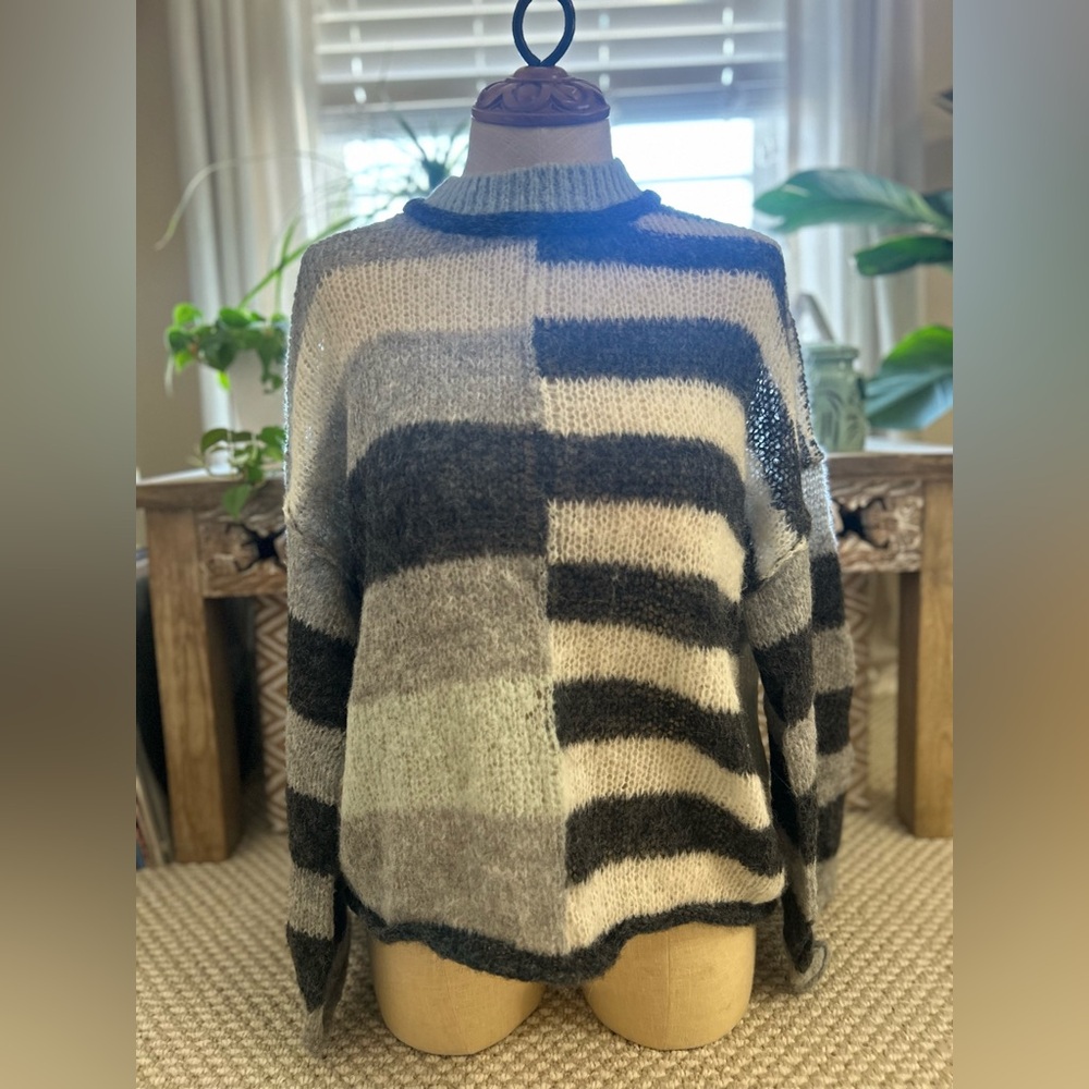 Free People Striped Alpaca Crew Neck
